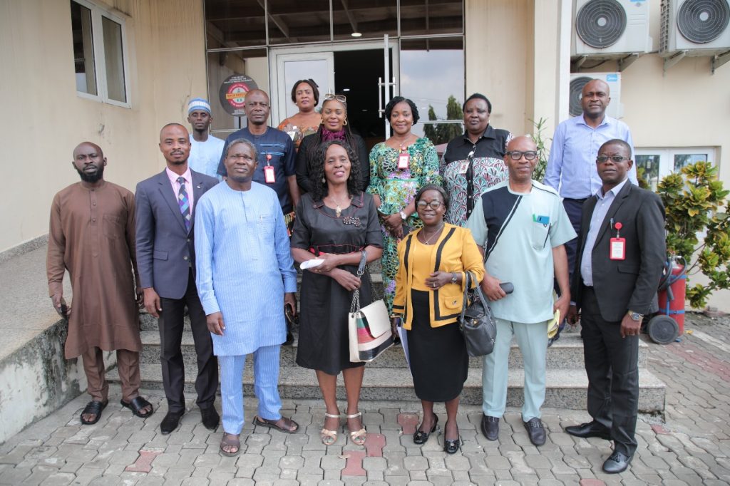 Reps. of the SGF lead by the Director Reforms Coord., Mrs. Rita Ndemili; Dep. Director Mr. Emeh Micheal; Asst. Director Mrs. Asuquo on Inspection tour to NACA